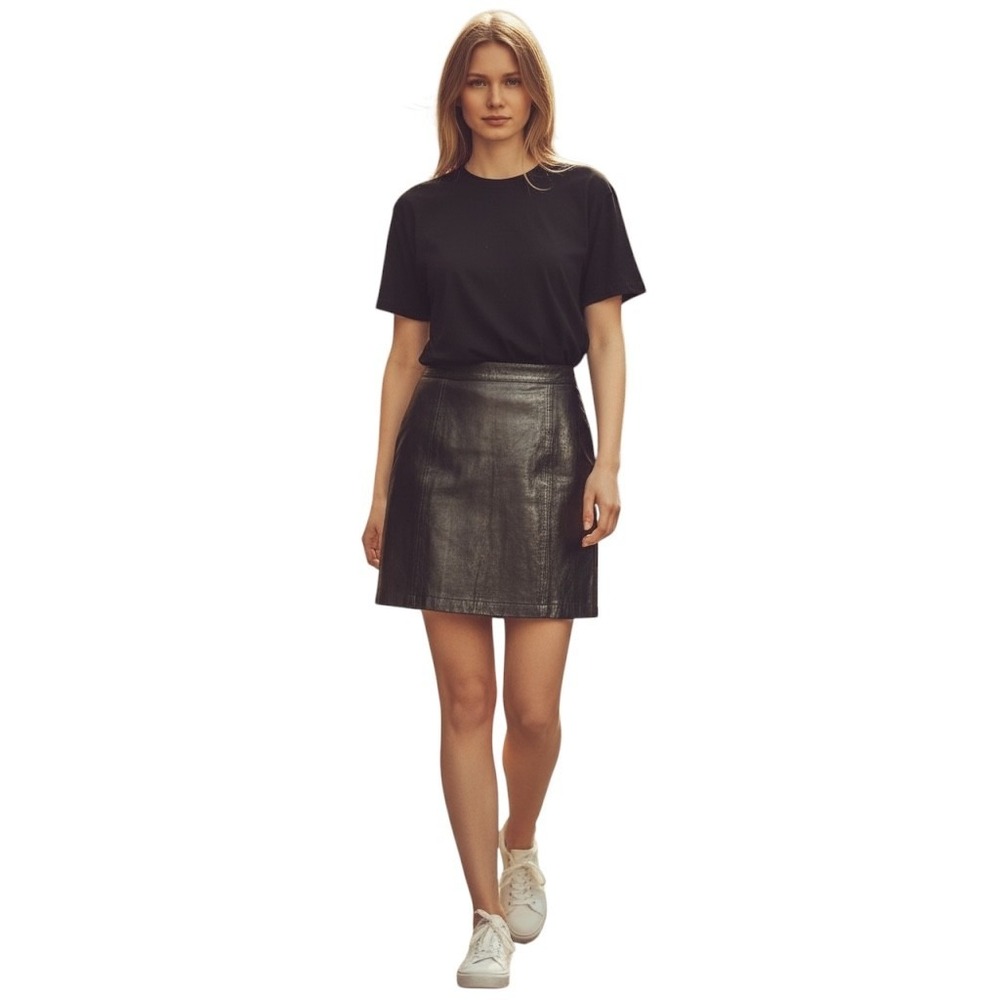 VTG Wilsons Leather Black Pencil Skirt Womens 10 Genuine Leather 90s Grunge Goth
